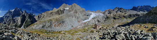 Panorama du Glacier Blanc depuis le Refuge Tuckett