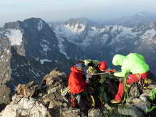 Barre des Écrins - Mesure de l'altitude au sommet