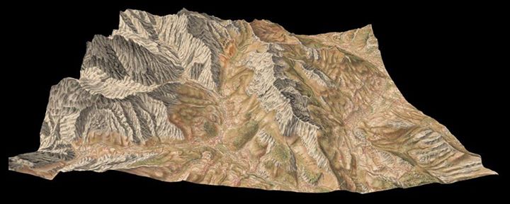 La vallouise en 3D selon les cartes de Bourcet/d'Arçon