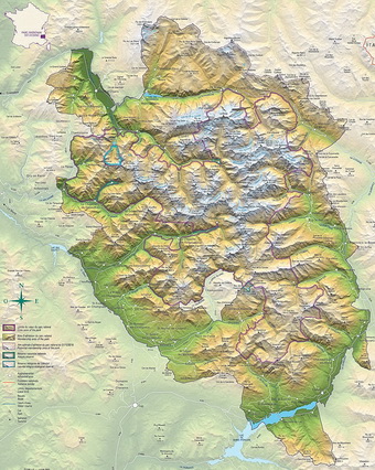 Carte du Parc national des Écrins