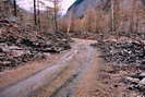 Crue dans la Combe du 3 octobre 2006 - Route de Dormillouse à la hauteur du Torrent d'Odeyer après la crue